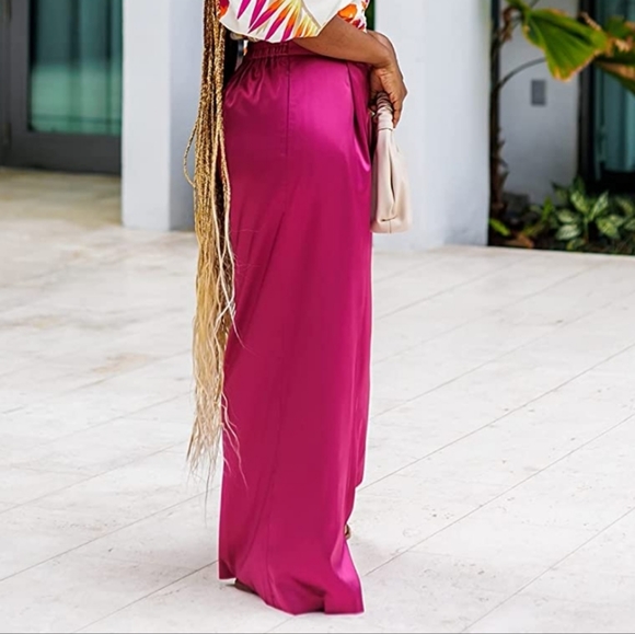 TenickaB x Amazon Drop Orchid Wide Leg Satin Pant - Picture 7 of 8